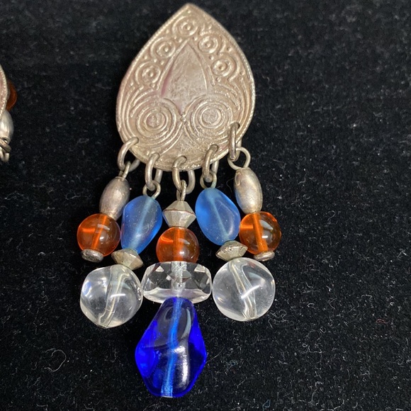 BAER SF Marjorie Baer Silvertone Clip Earrings with Dangles VGC - Picture 3 of 8